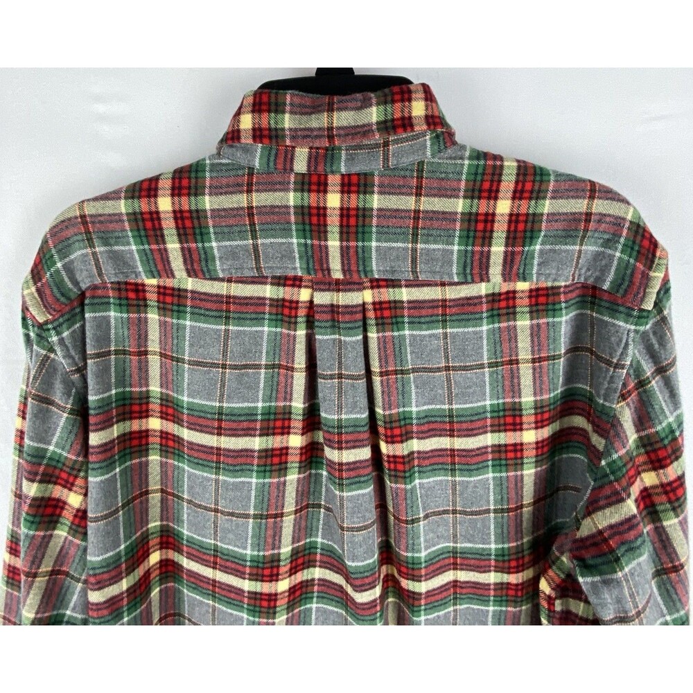 LANDS END Shirt Mens M Plaid Flannel 100% Cotton Button‎ Down Pocket MINT! - Picture 9 of 14